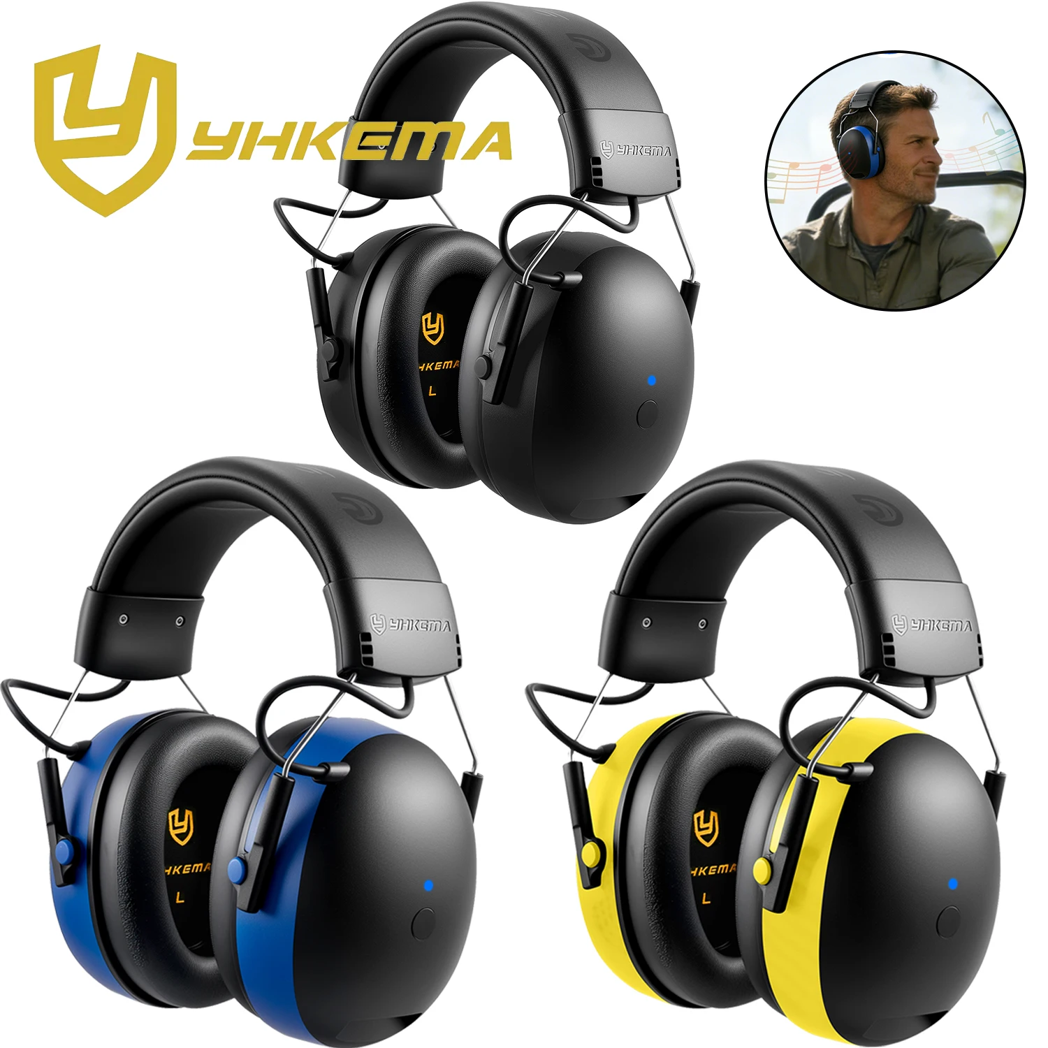 YHKEMA EB20 Orejeras protección auditiva Bluetooth con AUX, confort
