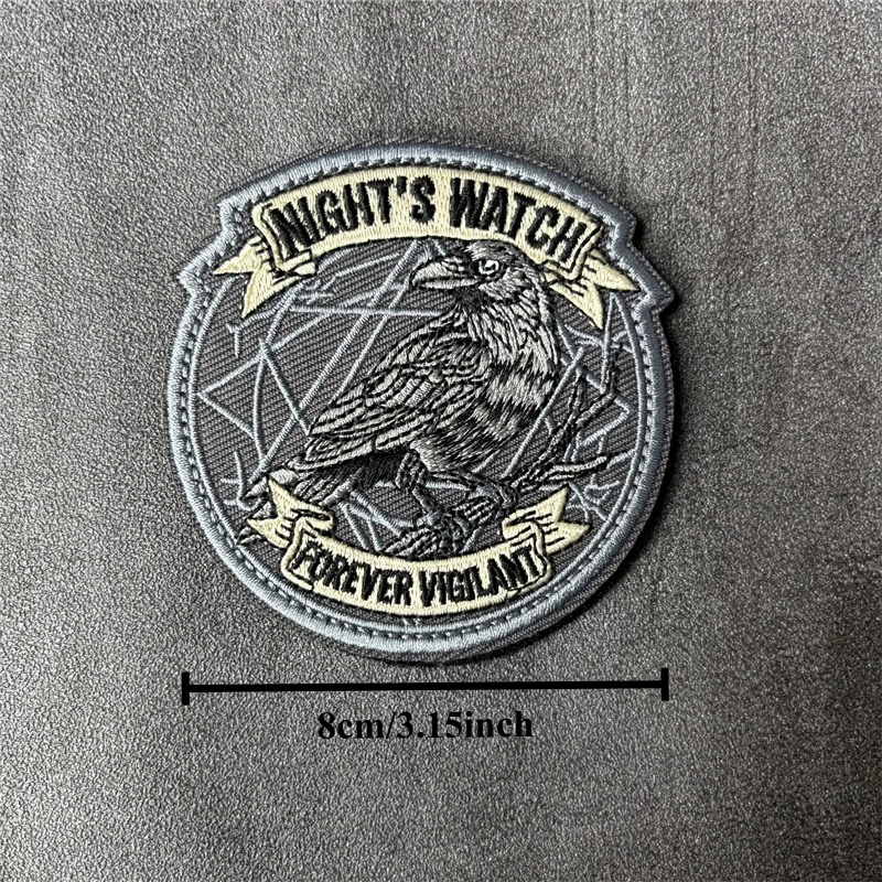 Parche táctico bordado NIGHT'S WATCH con gancho y bucle ropa - imagen 2