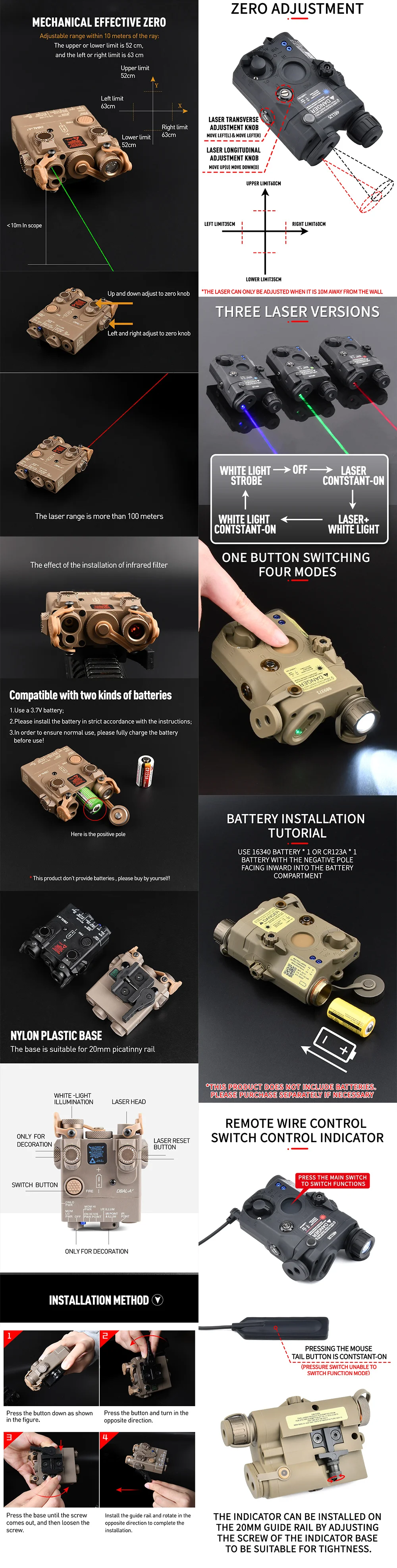 Detalle del indicador de ajuste de 20mm integrado