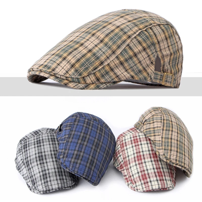 Gorra de algodón vintage a cuadros para conducción y paseo - imagen 4