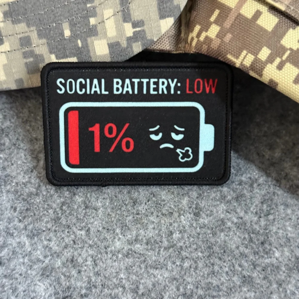Parche táctico meme Batería Social Baja Morale Bajo gancho-bucle