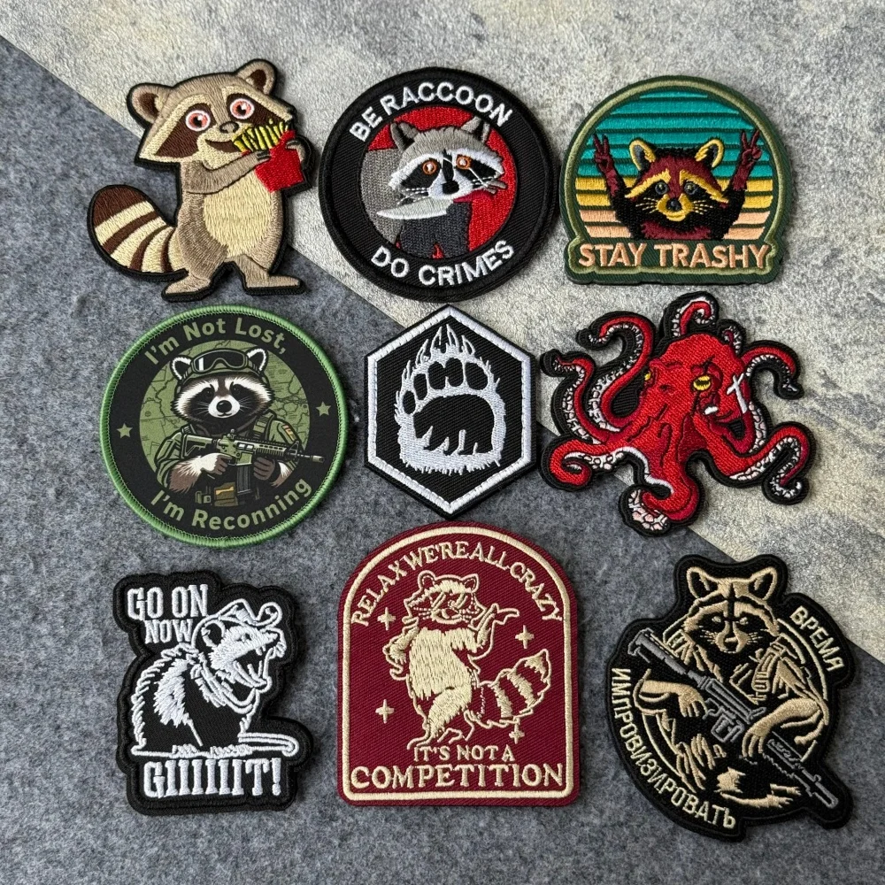 Parche táctico mapache bordado con velcro, militar de moral uniforme - imagen 5