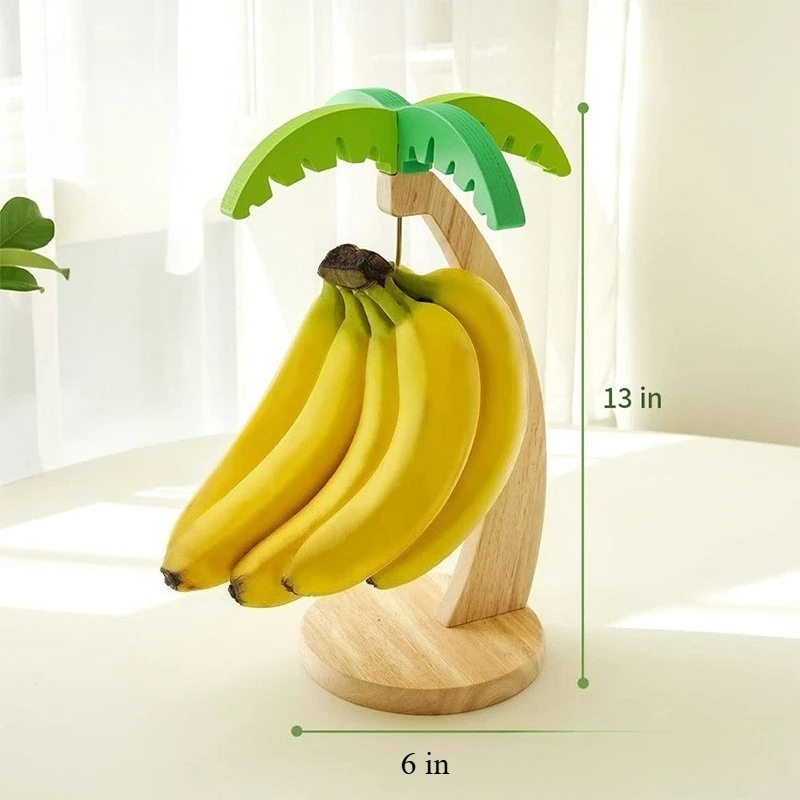 Soporte vertical de madera para frutas con hojas decorativas - imagen 2