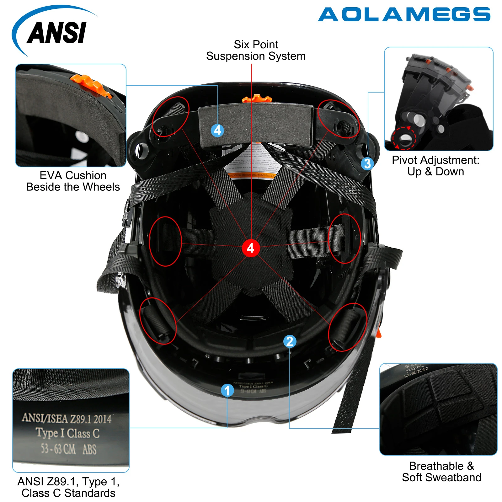 Engineer Casco de seguridad ANSI/CE ABS con gafas integradas - imagen 5