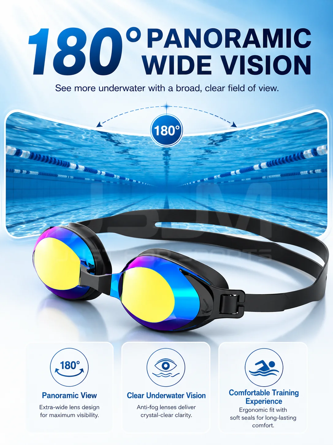 JSJM Gafas de natación antivaho lentes espejo UV impermeables - imagen 4