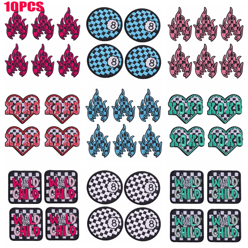 Parches termoadhesivos bordados llama corazón para ropa - imagen 4
