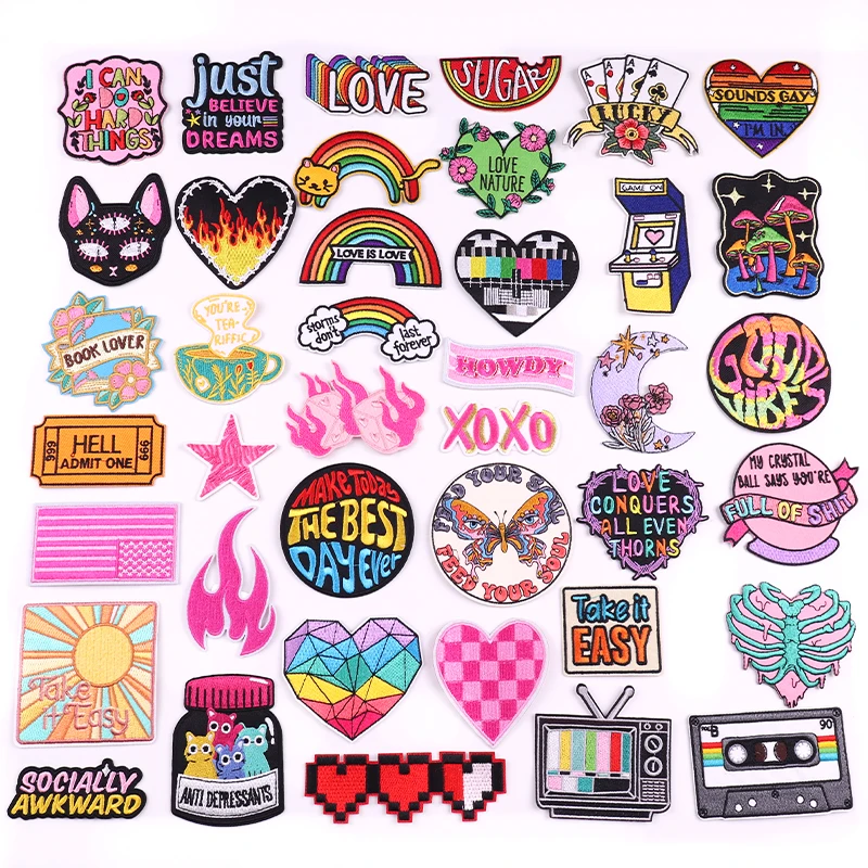 Parche bordado letras coloridas para chaqueta - adhesivos para ropa - imagen 3