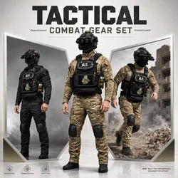 Equipo de airsoft con chaleco táctico y casco FAST PJ