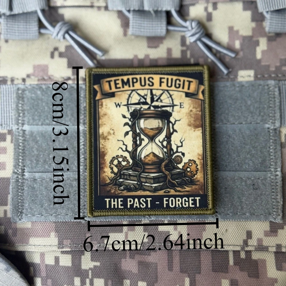 TEMPUS FUGIT Parche táctico moral reloj de arena gancho y bucle - imagen 2