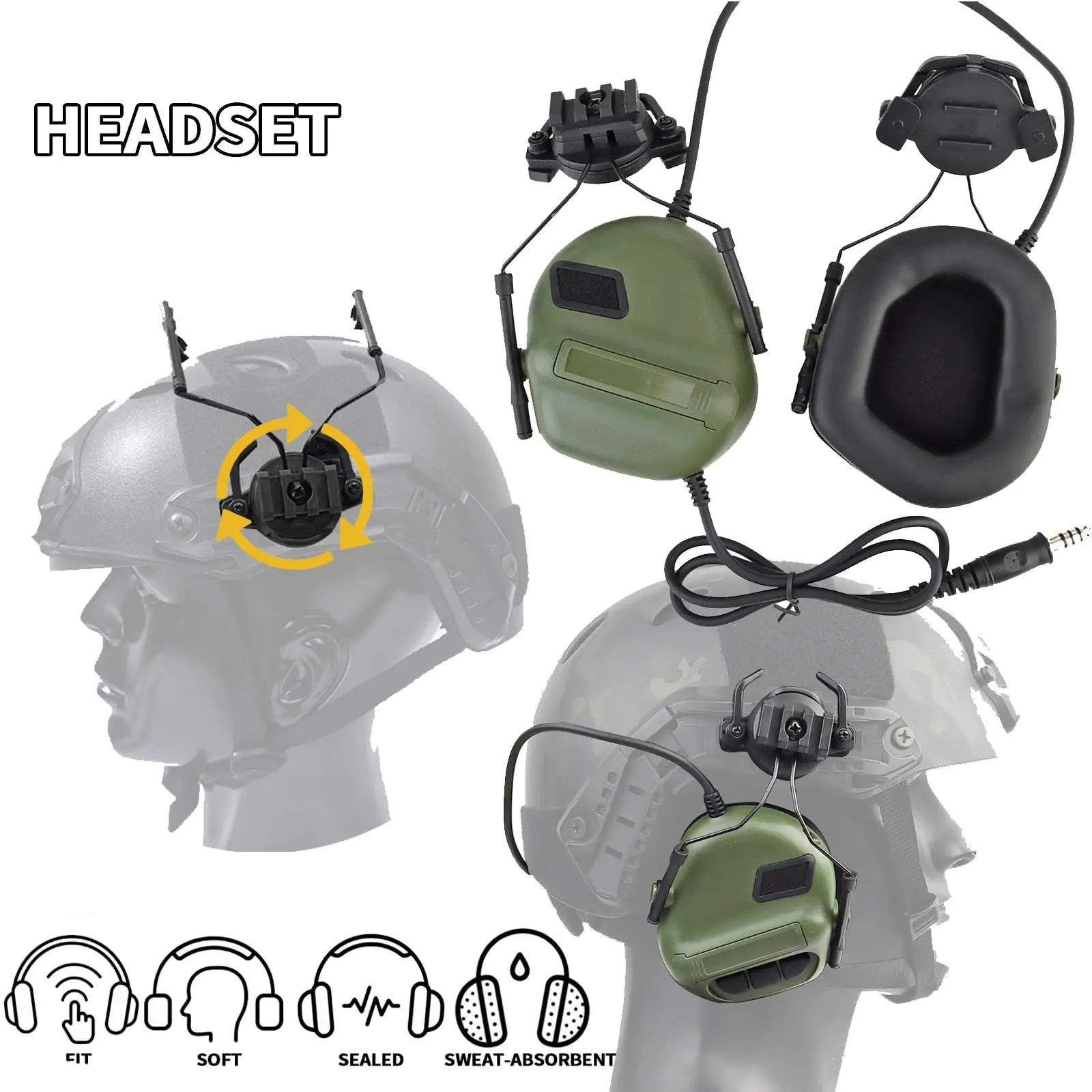 Casco táctico FAST PJ con auriculares NVG, funda y luz señal - imagen 2