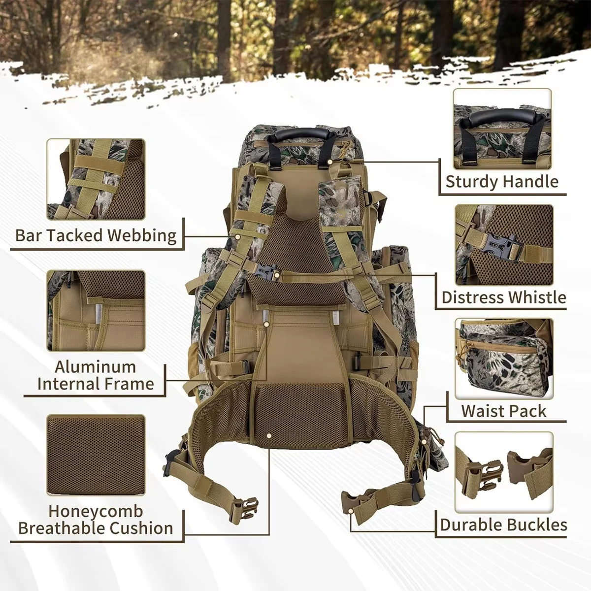 Mochila táctica de camuflaje impermeable 3D gran capacidad - imagen 5