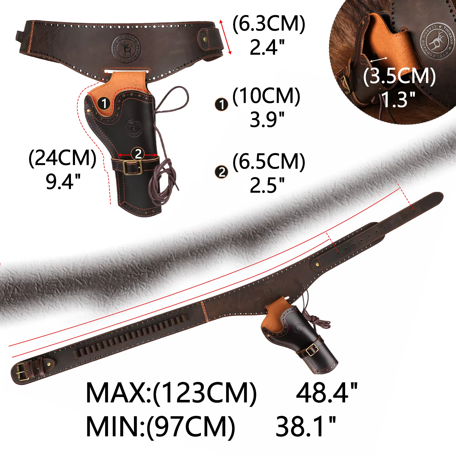 Tourbon funda de pistola de cuero para cinturón de caza táctico - imagen 5