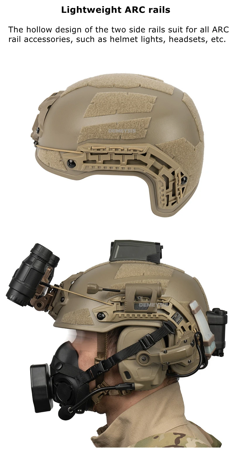 Casco táctico con accesorios montados