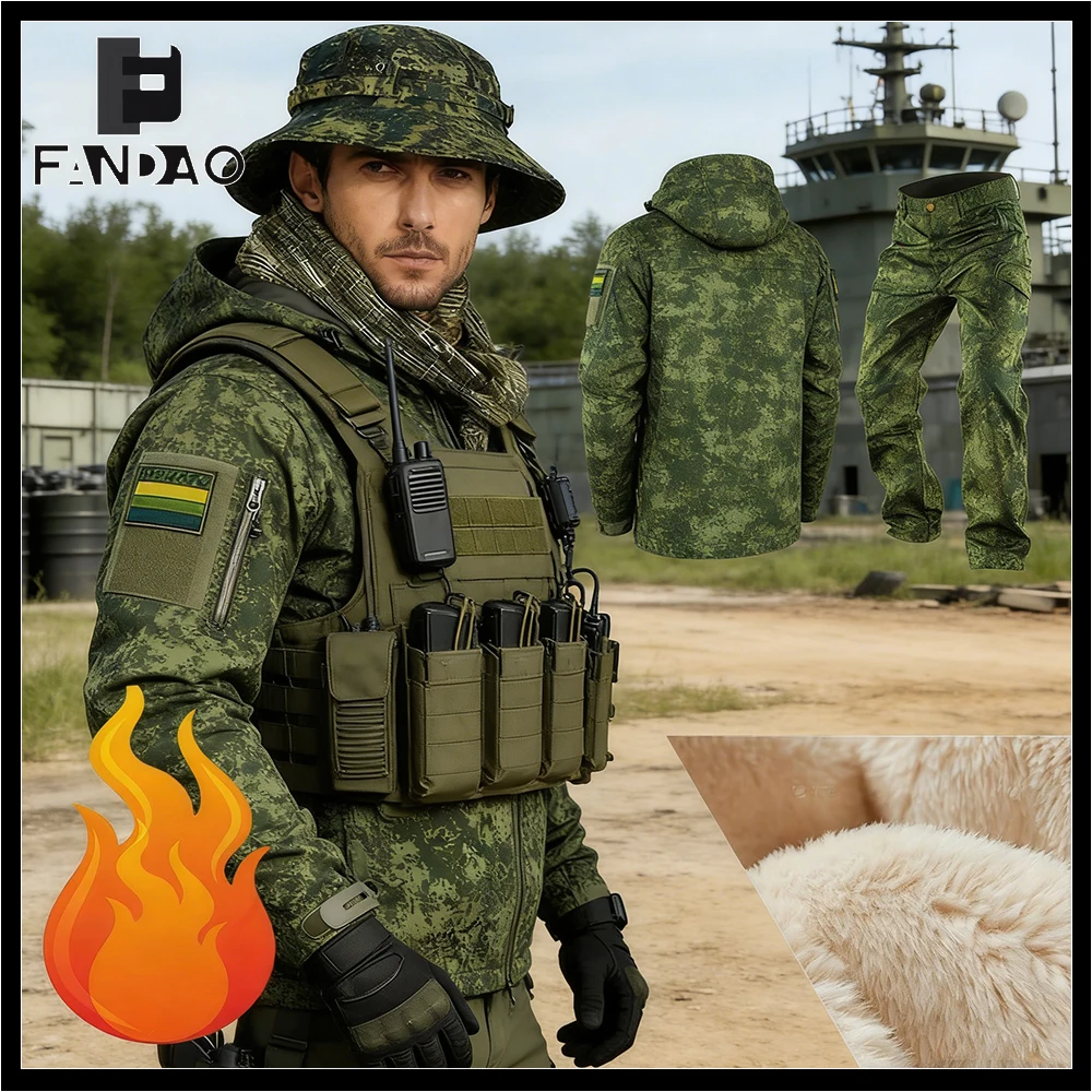 Chaqueta táctica camuflaje rusa hombre impermeable forro polar - imagen 5