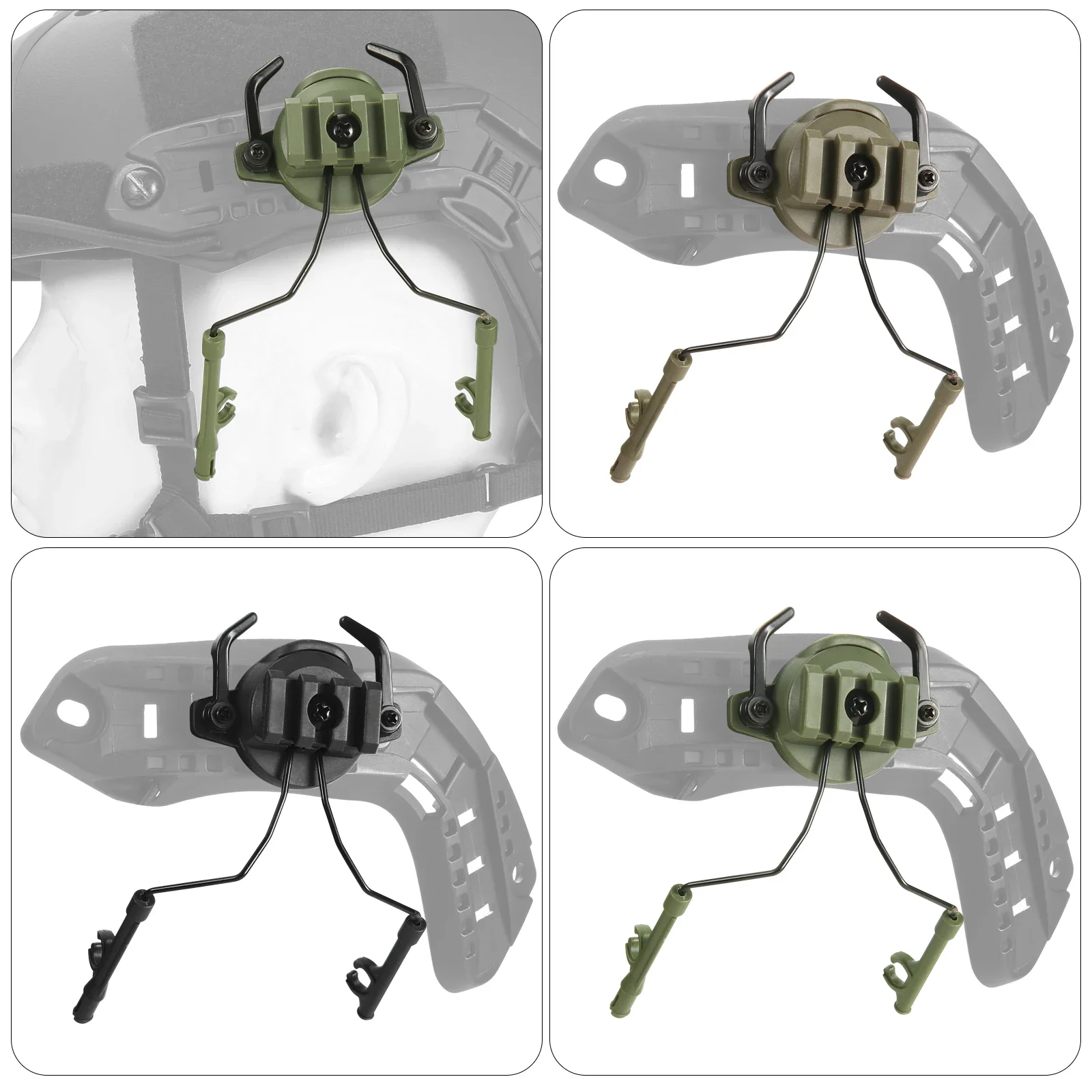 Soporte táctico de auriculares para riel de casco con rotación 360 grados
