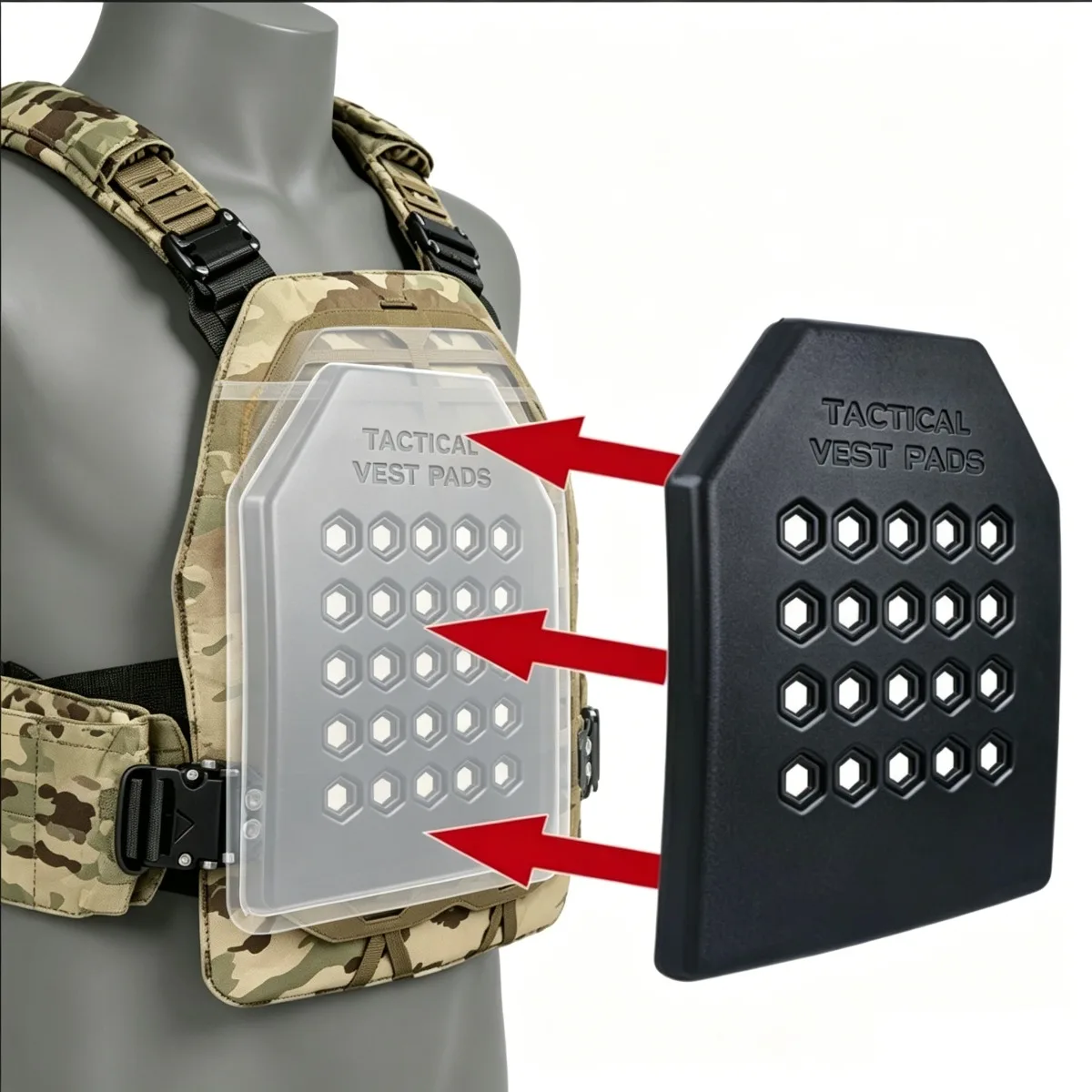 Chaleco táctico portaplacas antibalas acolchado de airsoft