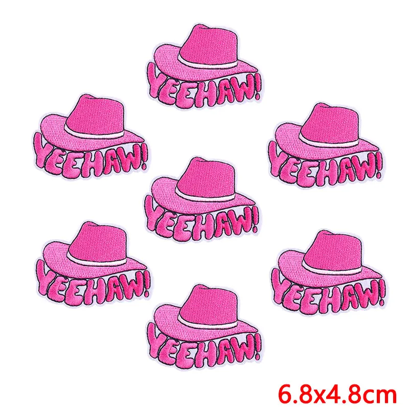 Parches bordados disco rosa brillante con lazo para chaquetas - imagen 3