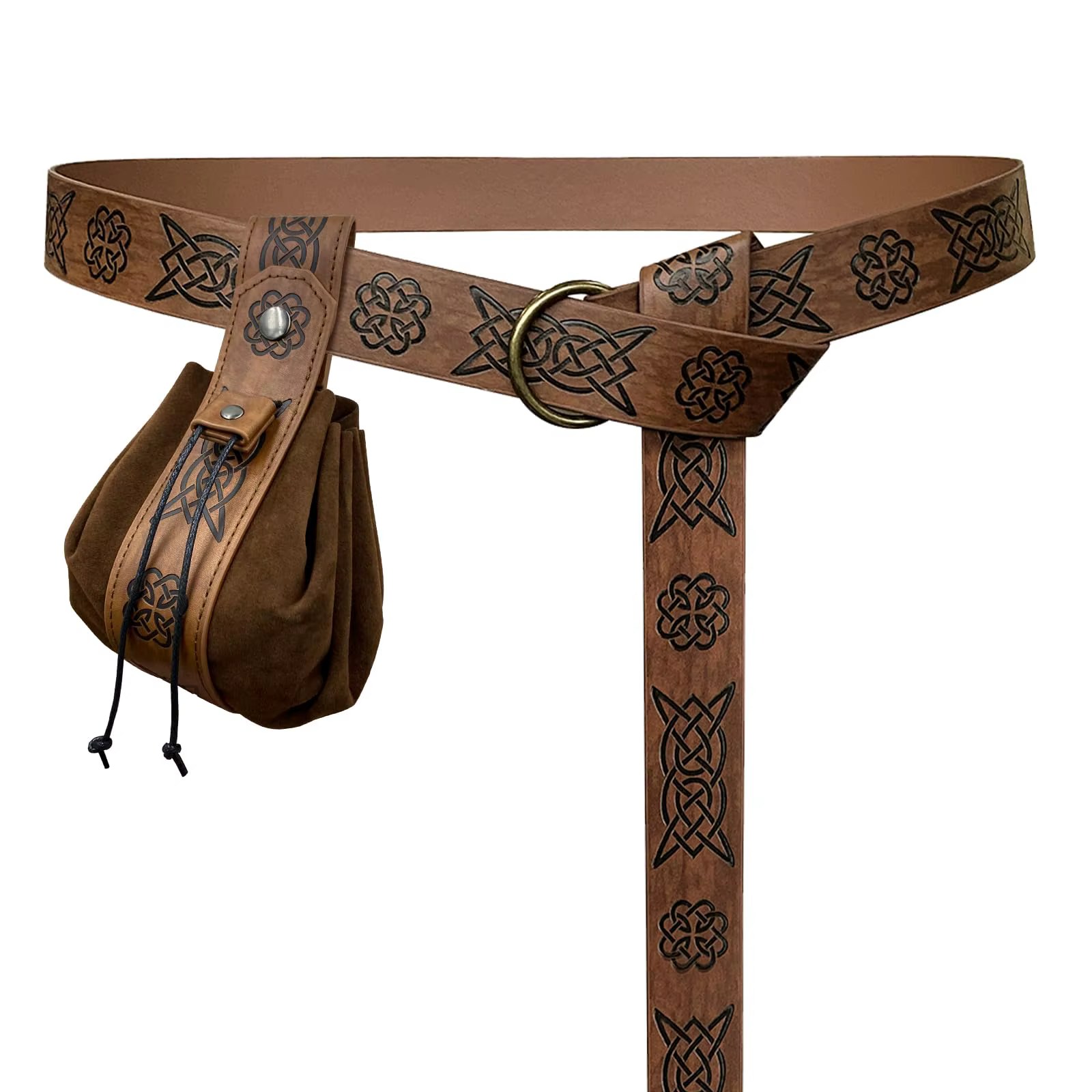 Bolsa cinturón medieval cuero sintético con frascos corcho poción - imagen 5