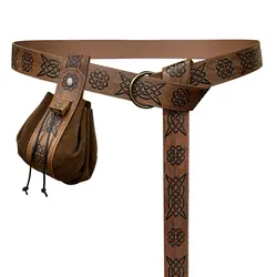 Bolsa cinturón medieval cuero sintético con frascos corcho poción