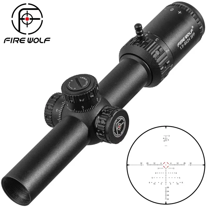 Fire Wolf Mira telescópica táctica retícula SFP con luz roja y verde