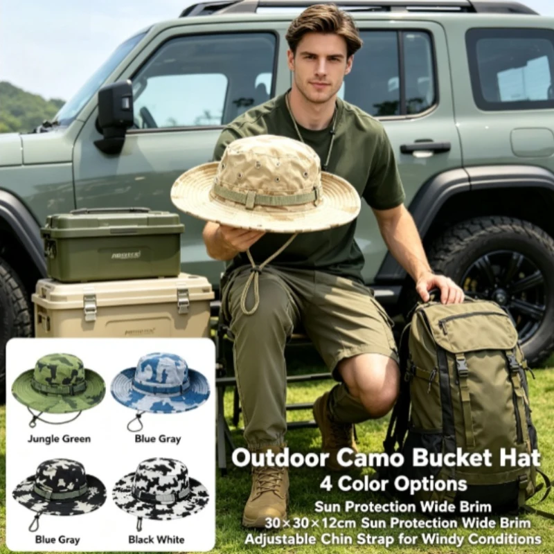 Sombrero boonie ripstop con ala ancha, UV y transpiración para outdoor - imagen 2