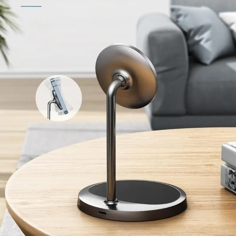 Cargador inalámbrico magnético carga rápida con soporte ajustable - imagen 3
