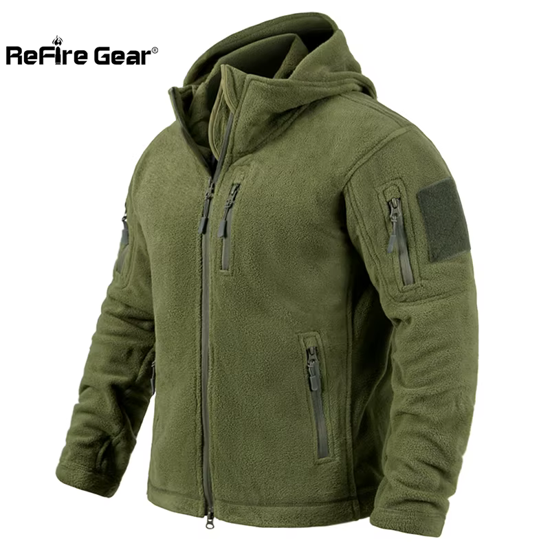 Chaqueta táctica de forro polar con capucha y bolsillos – Invierno - imagen 2
