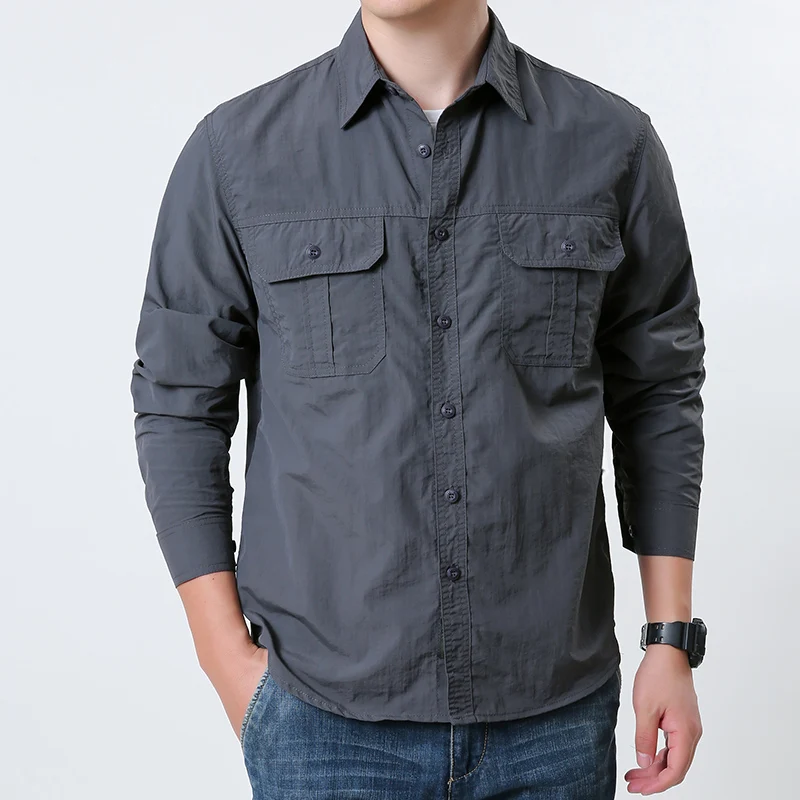 Camisa outdoor secado rápido protección solar manga larga cargo - imagen 5