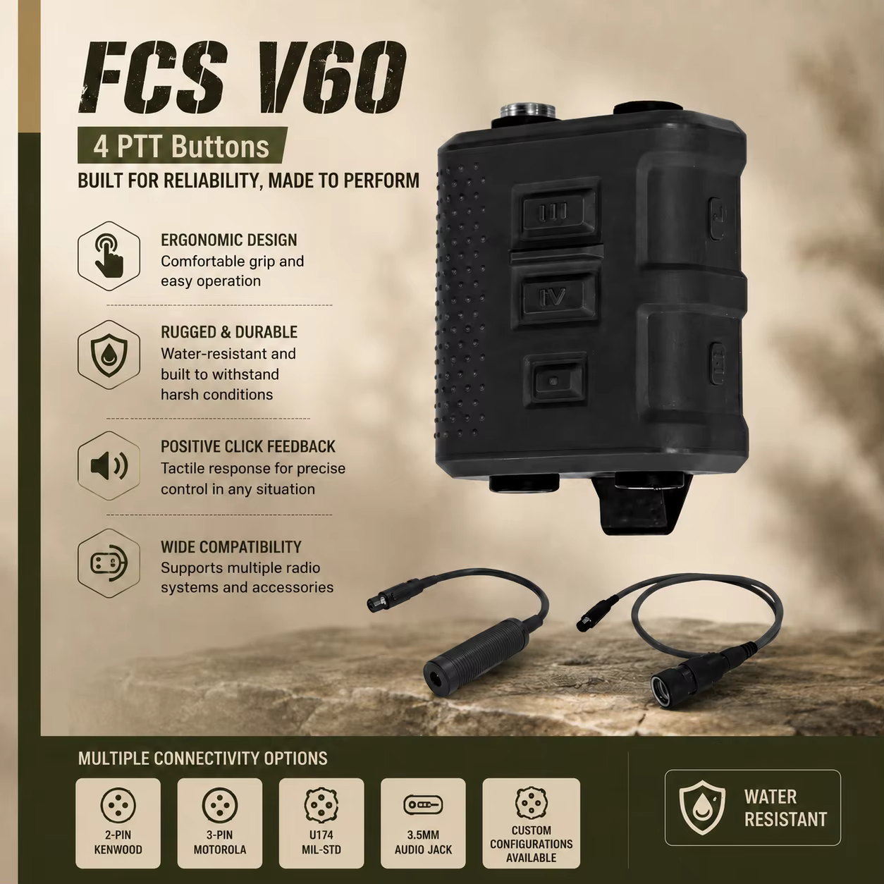 AMP Comtac3 PTT táctico V60 – Adaptador - imagen 3