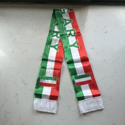 Bufanda bandera húngara de satén estampado doble cara con borlas