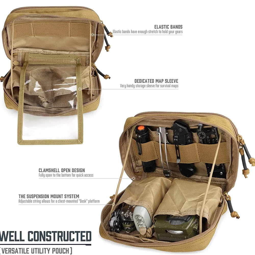 Bolsa táctica EDC de cintura MOLLE con funda para mapa - imagen 3
