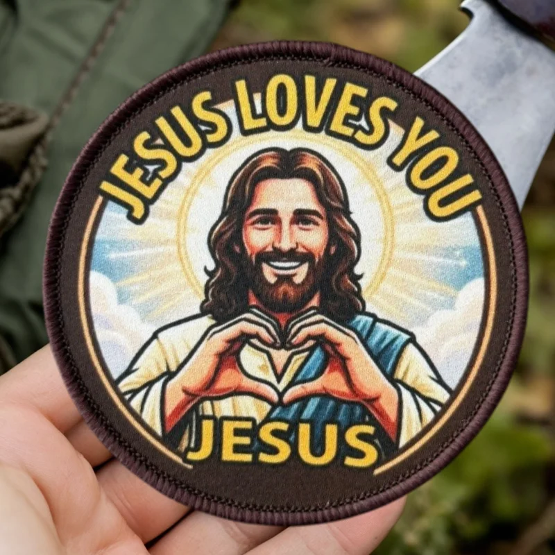 Parche táctico moral con gancho y bucle Jesús te ama para ropa - imagen 4