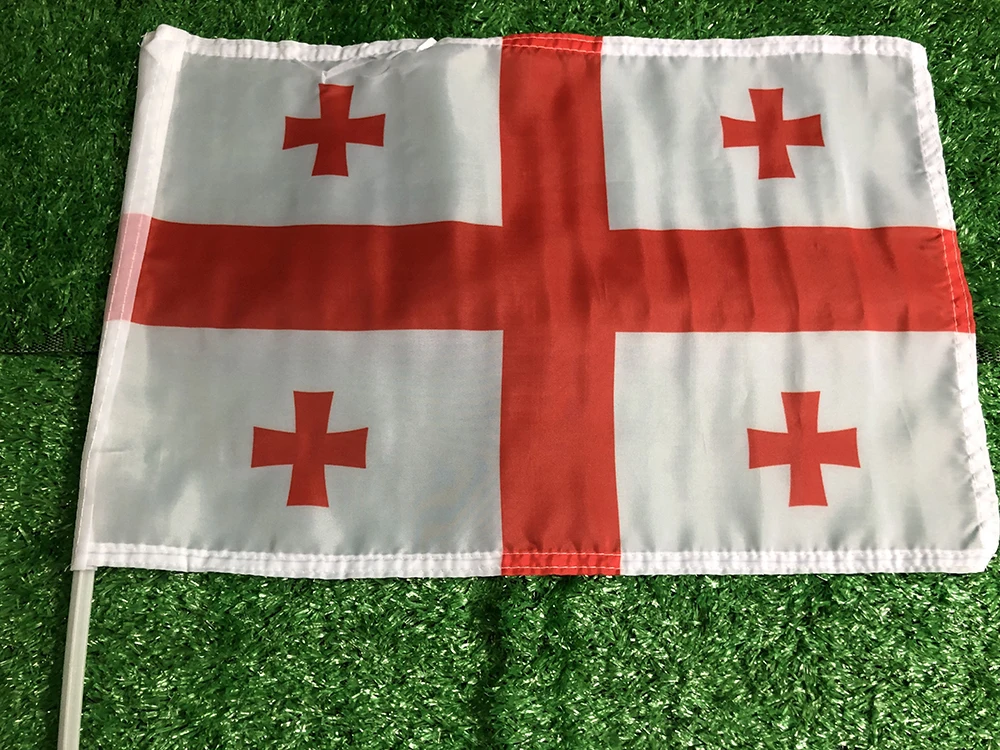 Detalle del tejido y mástil de la bandera de Georgia