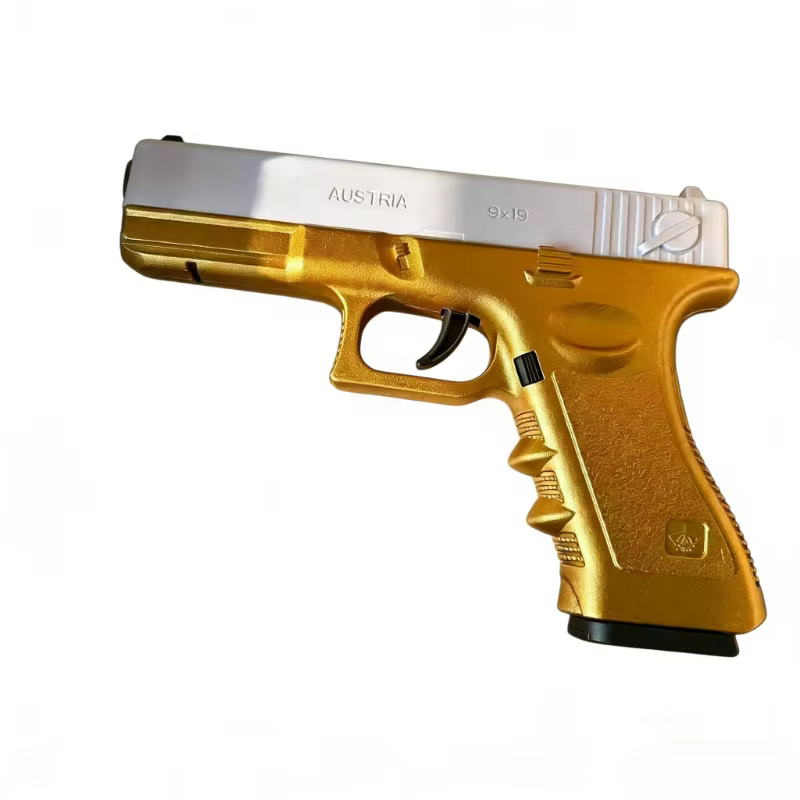 Pistola de juguete réplica con balas de goma suave – Dorada y plateada - imagen 4