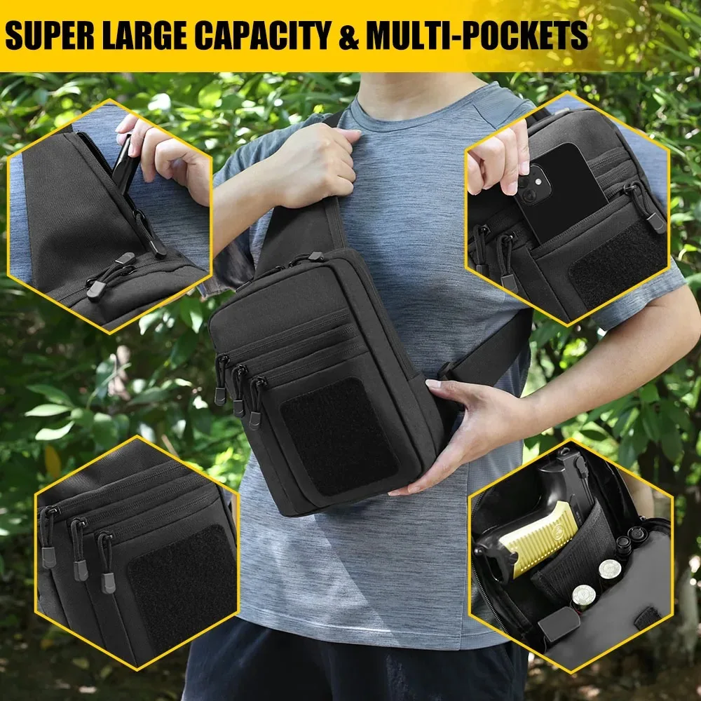 Bolso táctico de pecho con funda oculta para pistola EDC cruzado