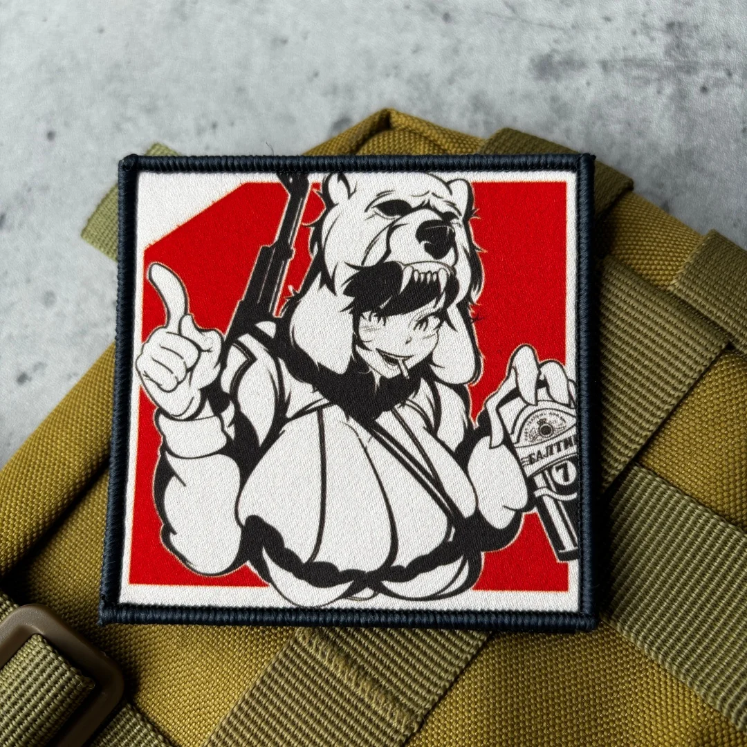 Parche táctico oso anime con velcro gancho y bucle para mochila - imagen 4