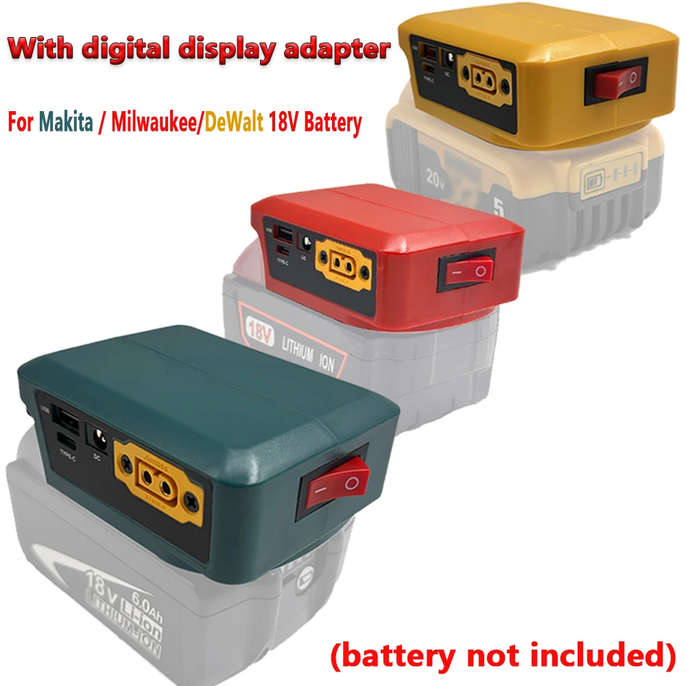 Adaptador de batería Makita Milwaukee DeWalt a USB-C con voltímetro - imagen 4