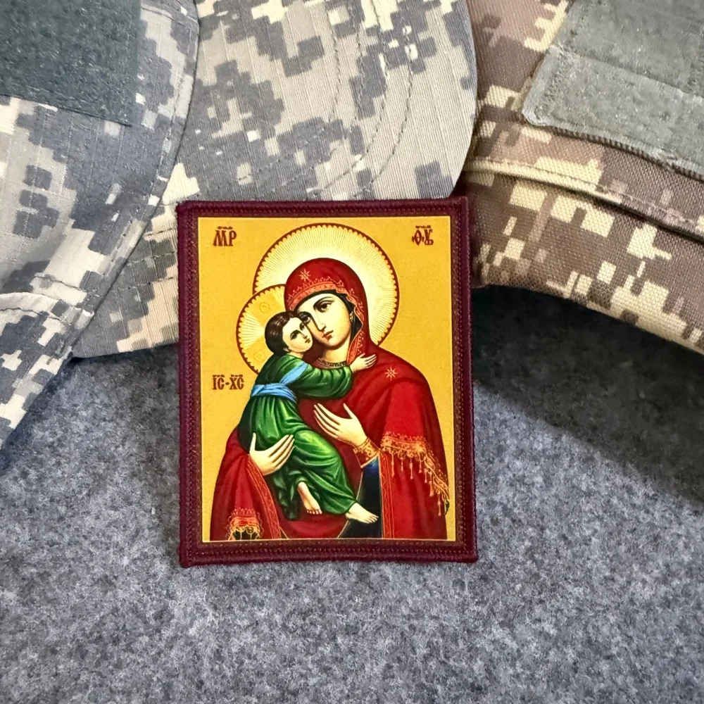 Parche táctico Virgen María y Niño Jesús, cierre gancho-bucle - imagen 3