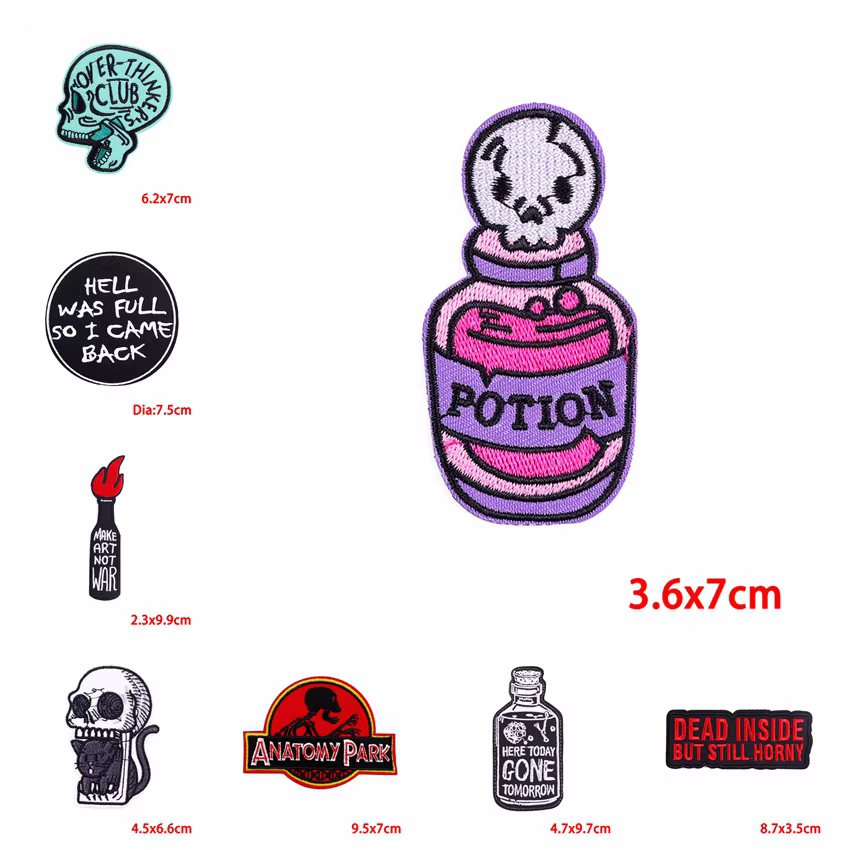 Prajna parches bordados calavera botella para ropa táctica - imagen 4