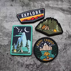 Parche bordado 3D Happy Campuer paisaje camping – Para mochila táctica