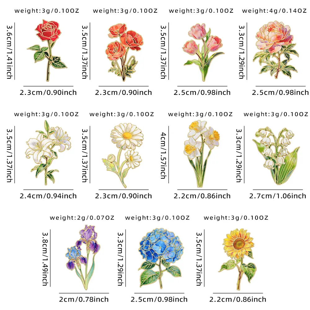 Broches de solapa esmaltados flores botánicas para mujer - imagen 2