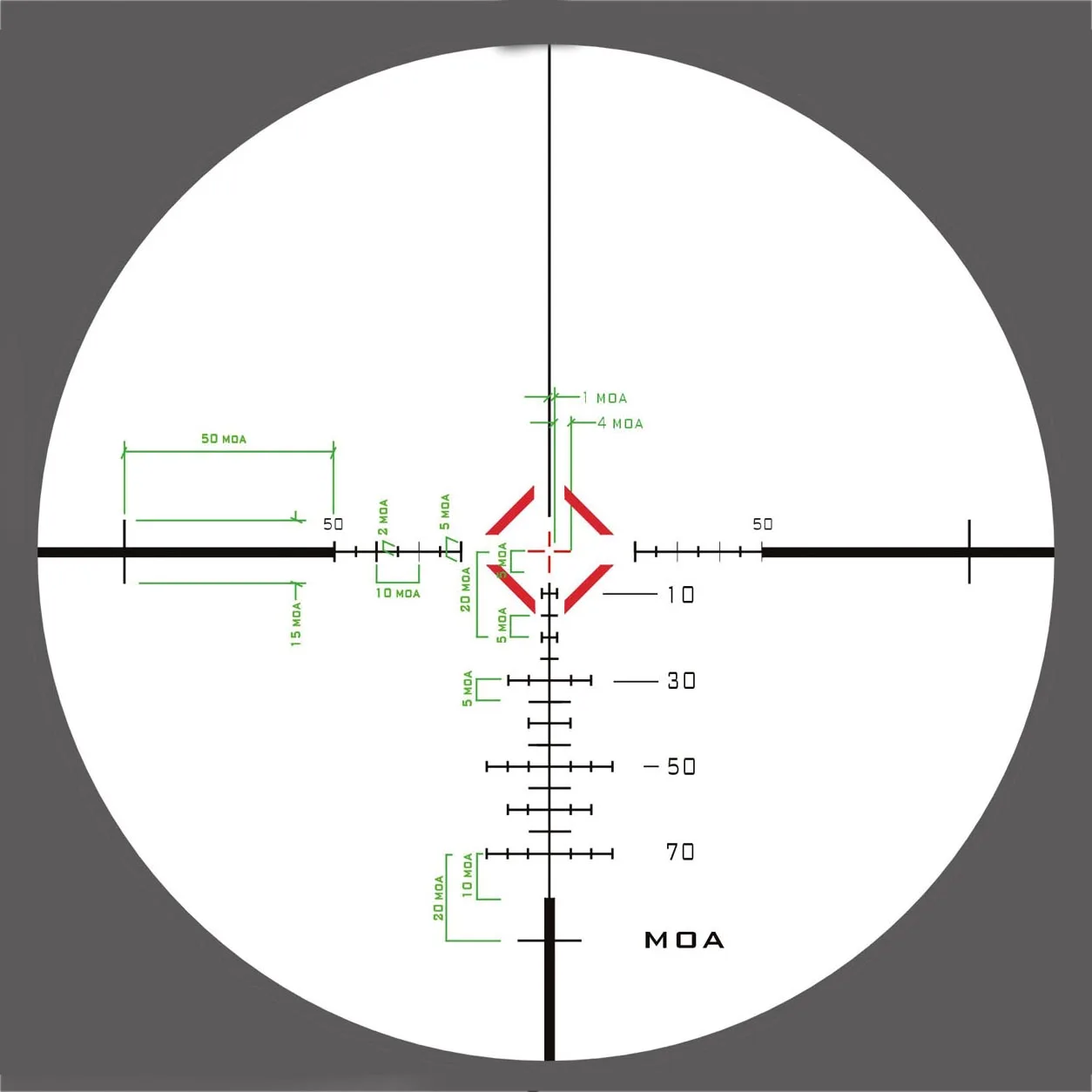 SKWoptics XMOA-G mira táctica con retícula MOA para caza