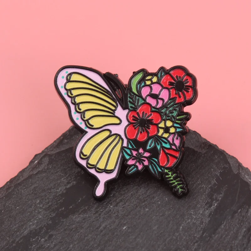 Flutter Bloom pin insignia mariposa pastel arcoíris con chupetes - imagen 3
