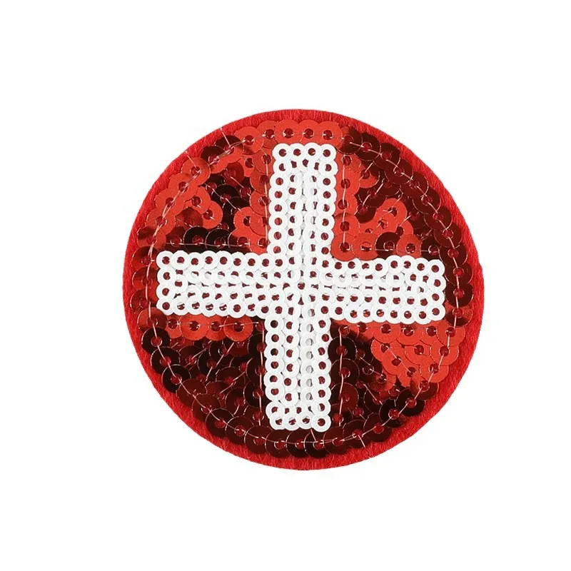 Parche bordado cruz roja con lentejuelas termoadhesivo para planchar - imagen 2