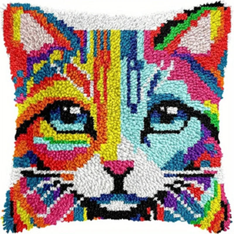 Almohada bordada punto de cruz gato clásico - imagen 3
