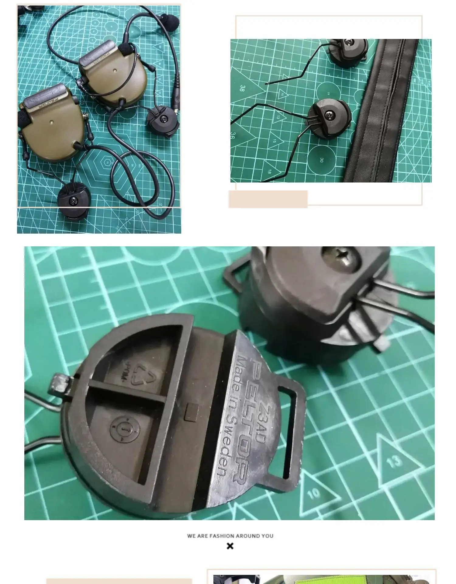 Detalle del soporte para fijación en casco