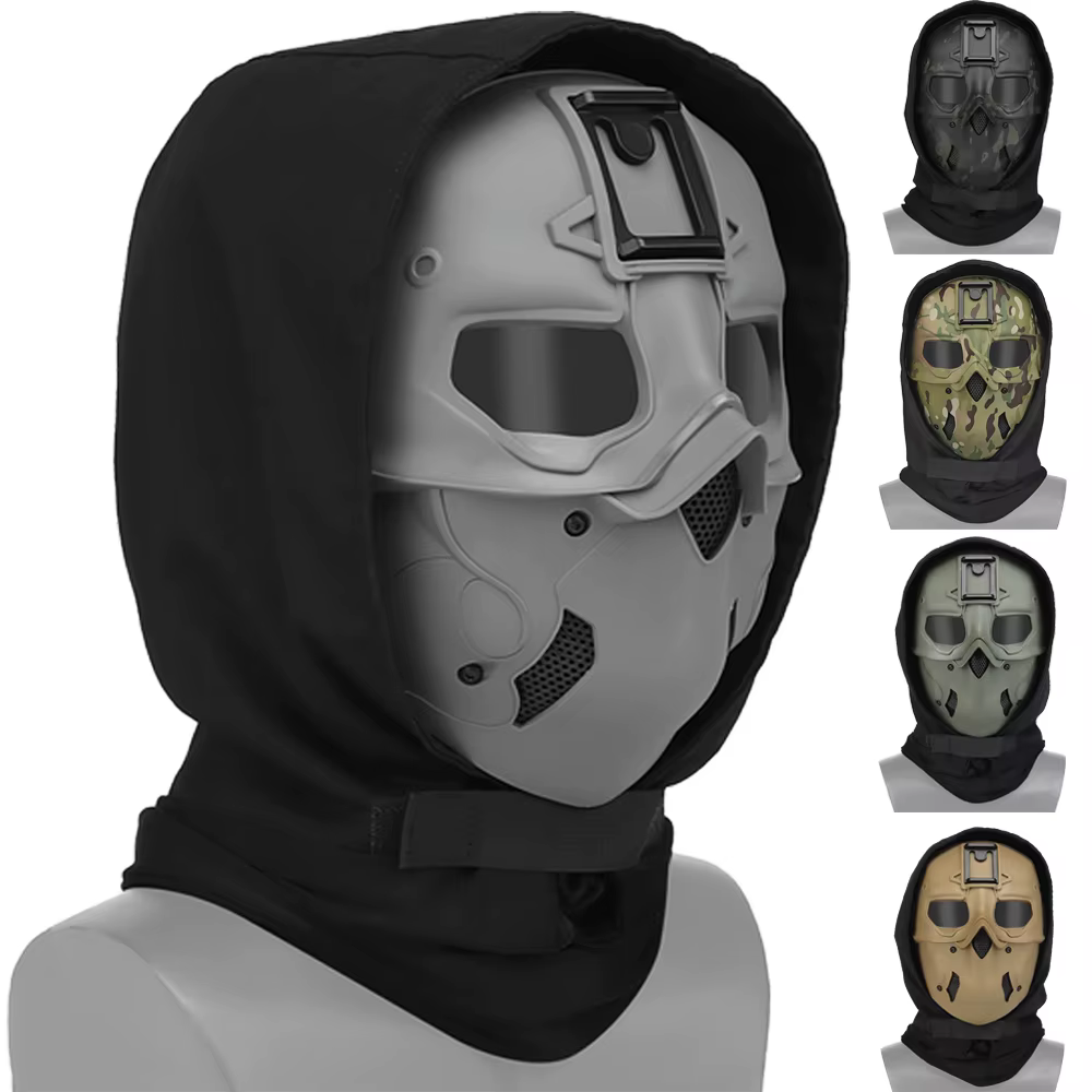 Máscara táctica integral con casco y capucha – Airsoft Paintball
