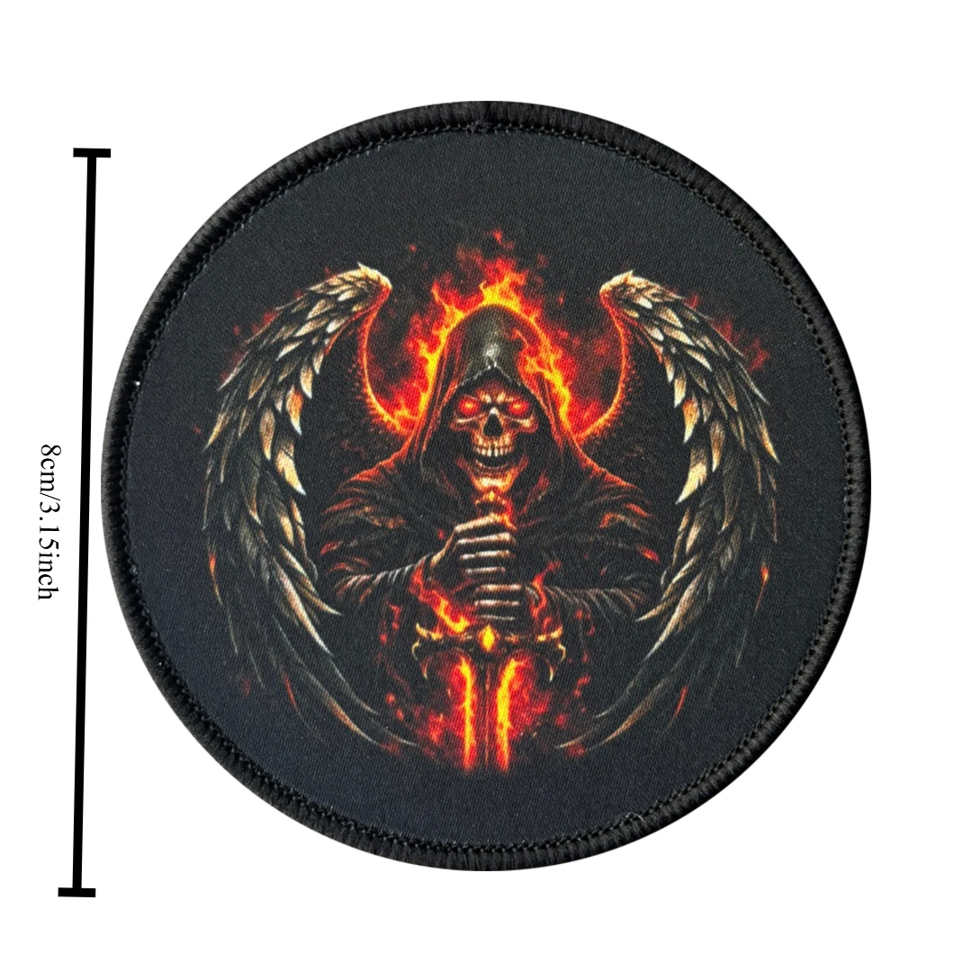 Parche bordado Grim Reaper Ángel Oscuro con espada flameante