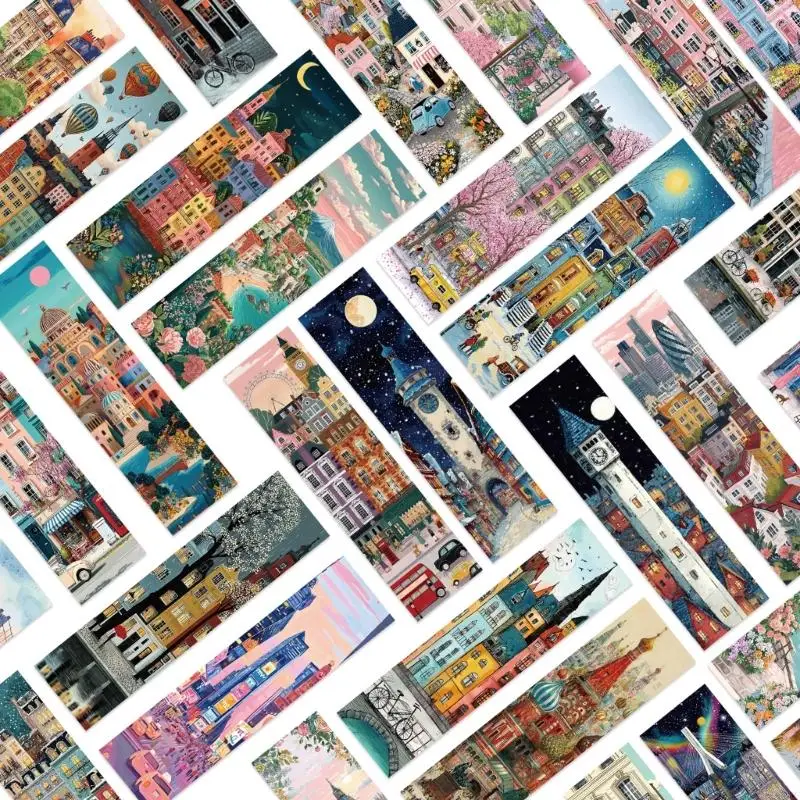 Marcapáginas ilustrados con escenas urbanas variadas - imagen 5