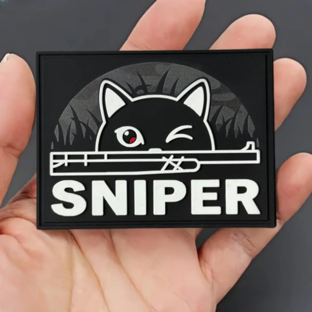 Parche táctico SNIPER gato negro PVC velcro para mochila y ropa - imagen 2